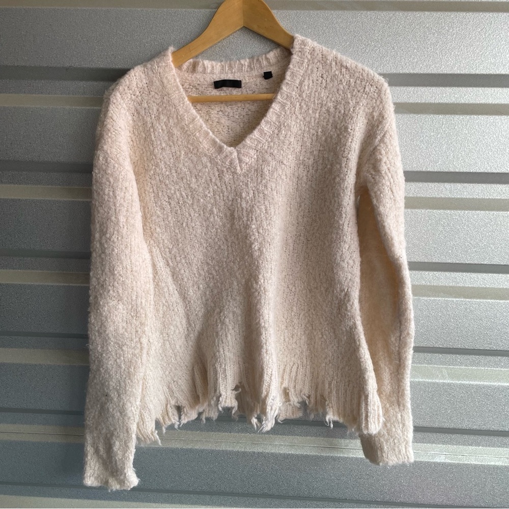 ATM champ Destroyed V-neck Long Sleeve Sweater
